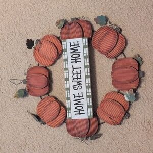 Rustic Pumpkin Home Sweet Home Door Hanger